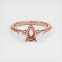14K Rose Gold Three Stone Ring Setting Image