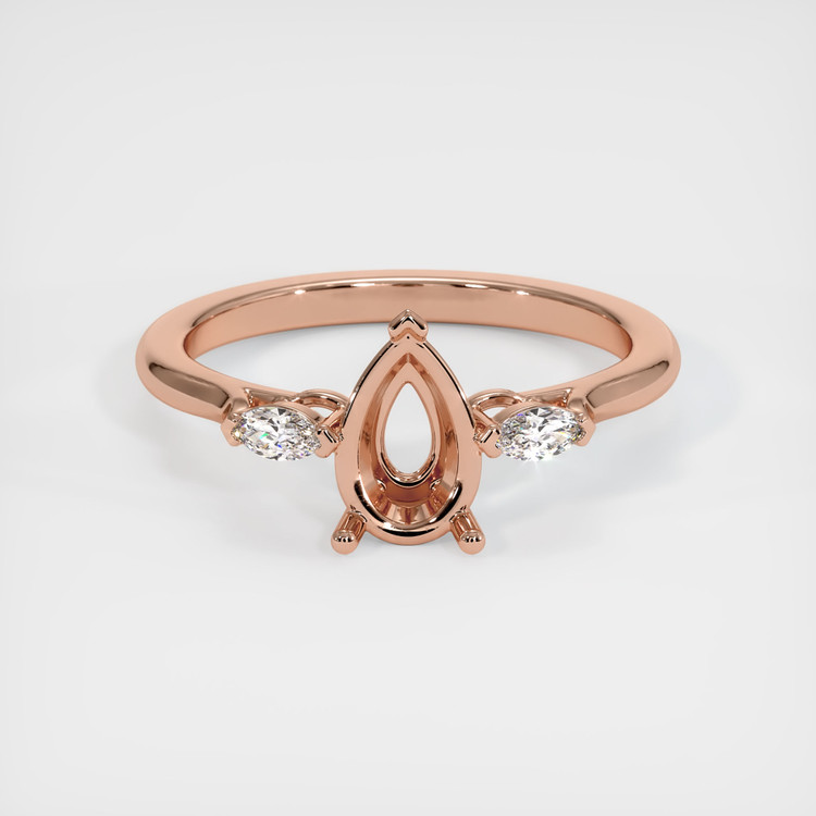 14K Rose Gold Three Stone Ring Setting