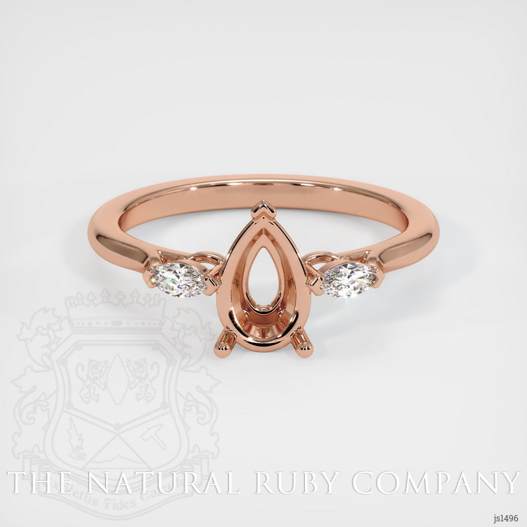14K Rose Gold Three Stone Ring Setting
