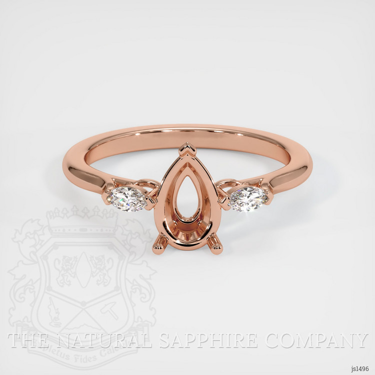 14K Rose Gold Three Stone Ring Setting