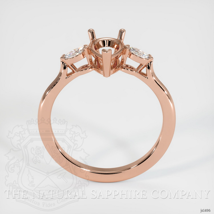 14K Rose Gold Three Stone Ring Setting