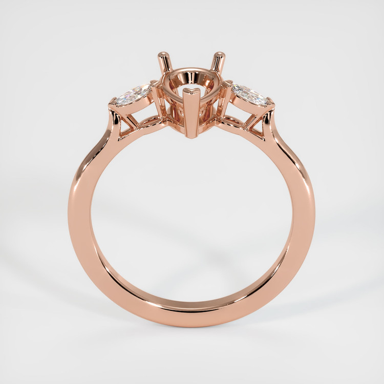 14K Rose Gold Three Stone Ring Setting