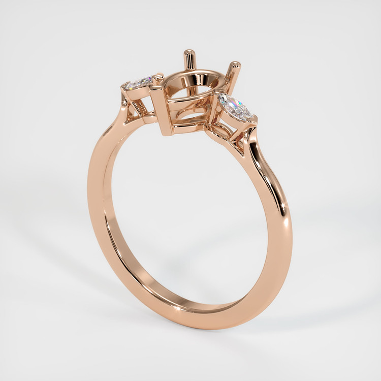 18K Rose Gold Three Stone Ring Setting
