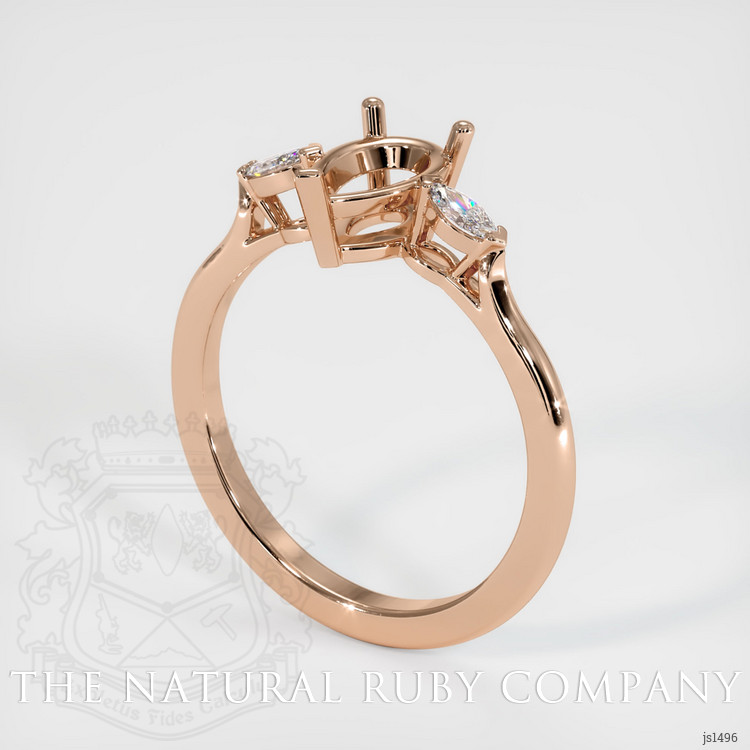 18K Rose Gold Three Stone Ring Setting