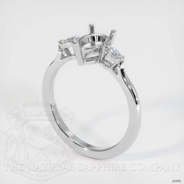10K White Gold Three Stone Ring Setting