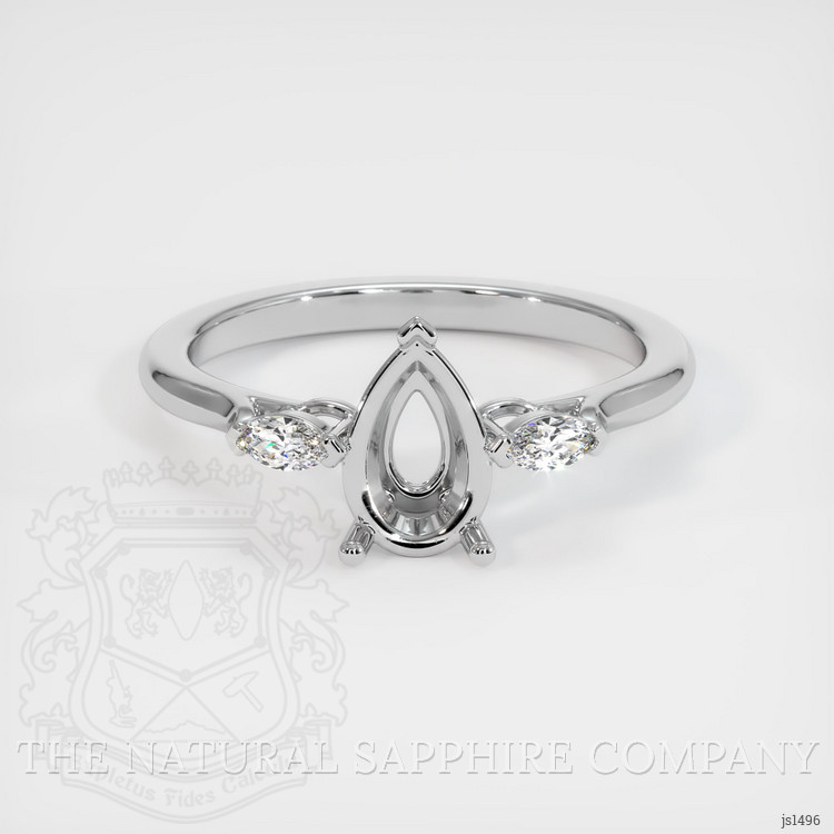 14K White Gold Three Stone Ring Setting