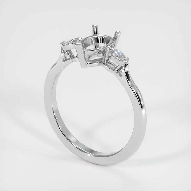18K White Gold Three Stone Ring Setting