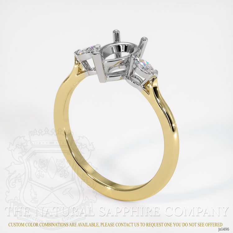 14K White & Yellow Three Stone Ring Setting