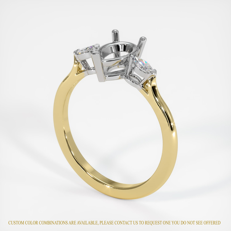 14K White & Yellow Three Stone Ring Setting