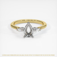 14K White & Yellow Three Stone Ring Setting Image