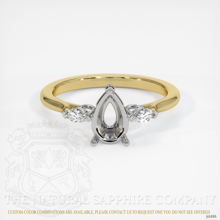 14K White & Yellow Three Stone Ring Setting