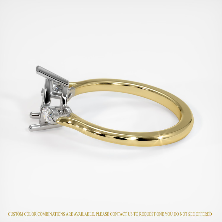 14K White & Yellow Three Stone Ring Setting