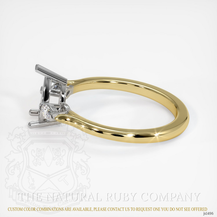 14K White & Yellow Three Stone Ring Setting