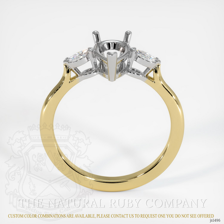 14K White & Yellow Three Stone Ring Setting