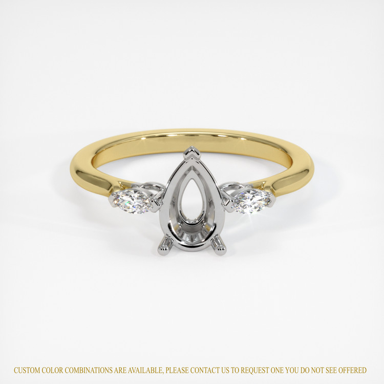 18K White & Yellow Three Stone Ring Setting