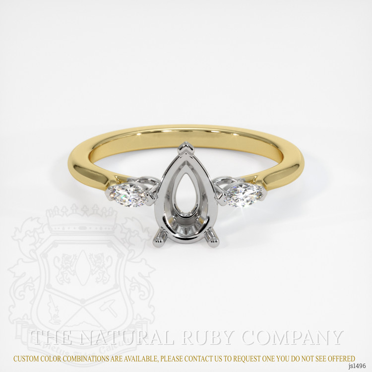 18K White & Yellow Three Stone Ring Setting