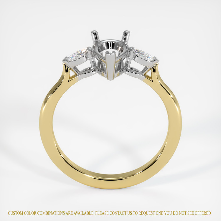 18K White & Yellow Three Stone Ring Setting