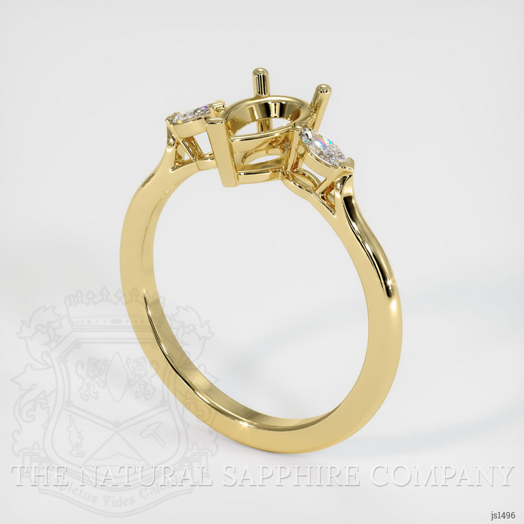 18K Yellow Gold Three Stone Ring Setting