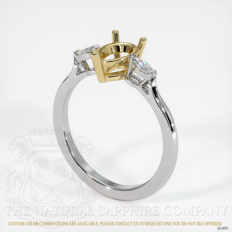 14K Yellow & White Three Stone Ring Setting