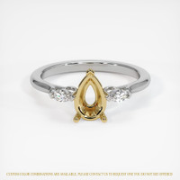 14K Yellow & White Three Stone Ring Setting Image