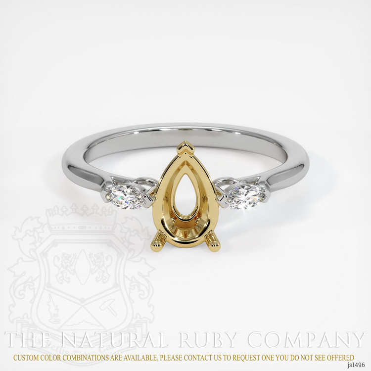14K Yellow & White Three Stone Ring Setting