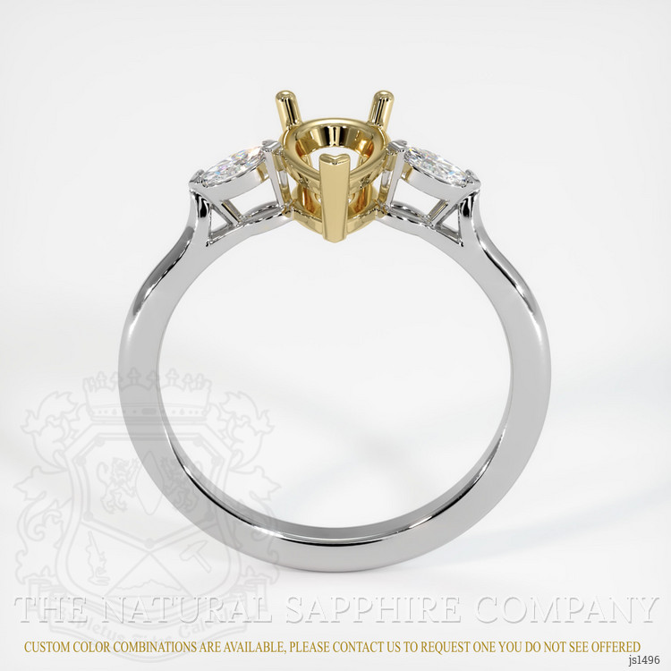 14K Yellow & White Three Stone Ring Setting