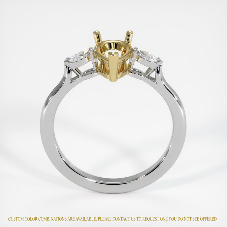 14K Yellow & White Three Stone Ring Setting