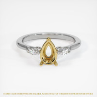 18K Yellow & White Three Stone Ring Setting Image