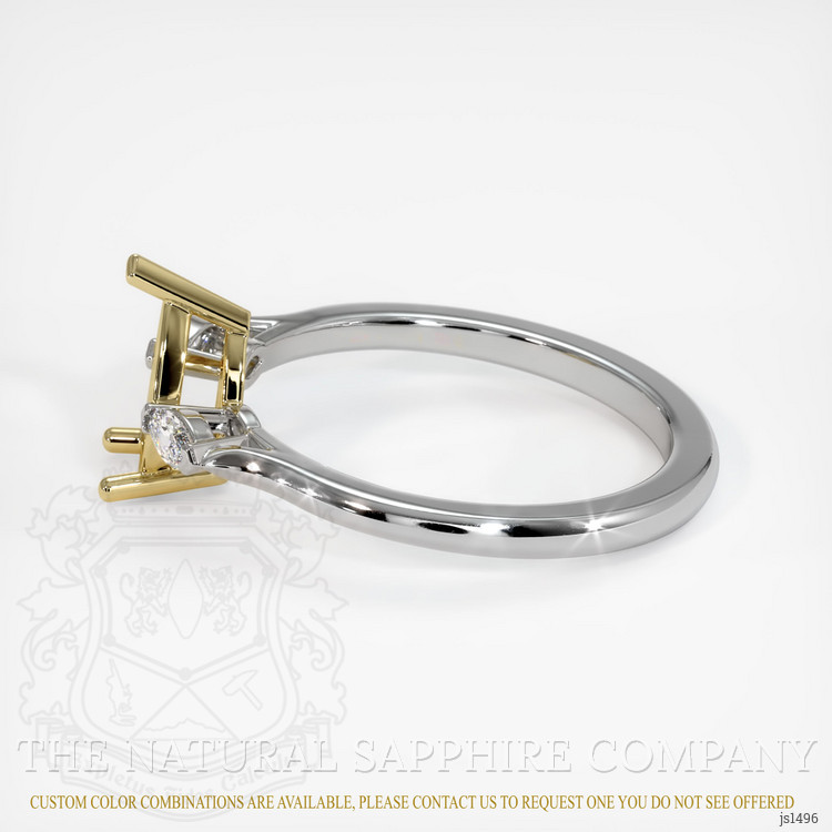 18K Yellow & White Three Stone Ring Setting