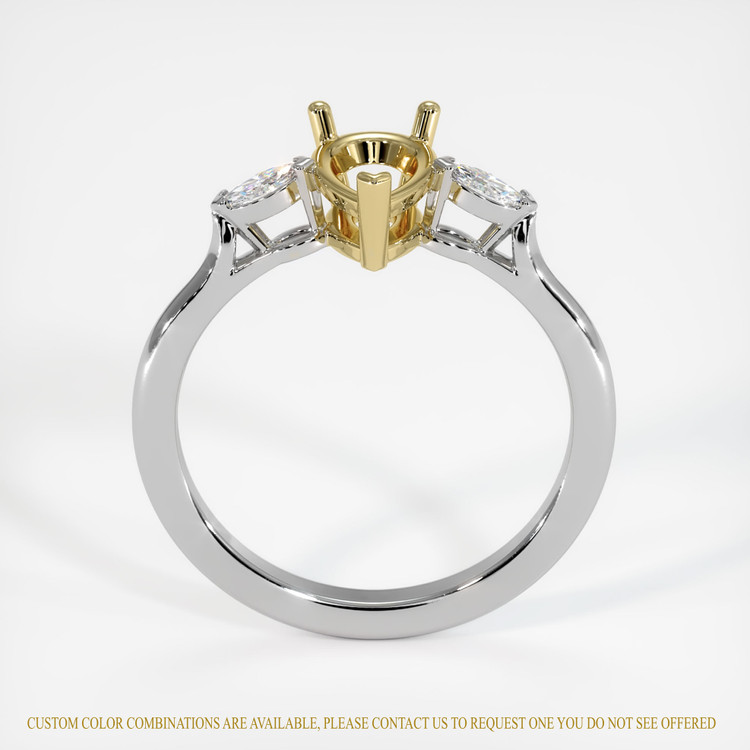 18K Yellow & White Three Stone Ring Setting