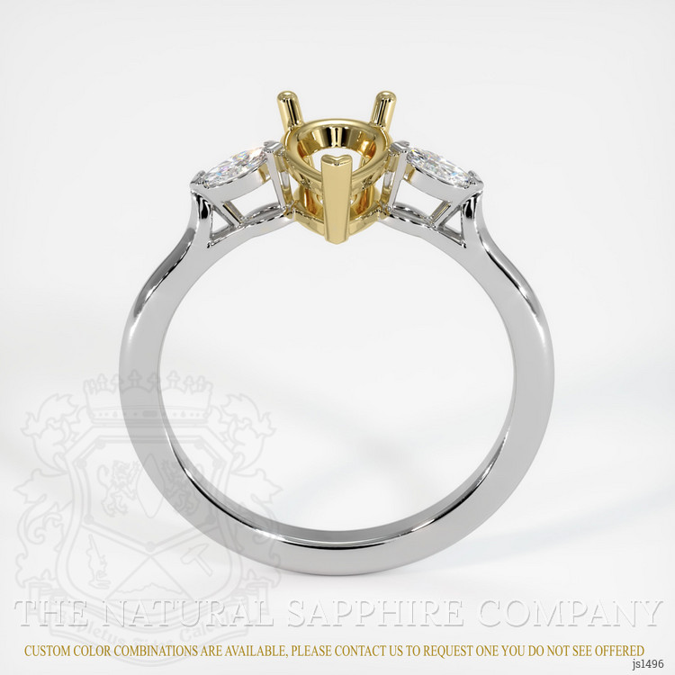 18K Yellow & White Three Stone Ring Setting