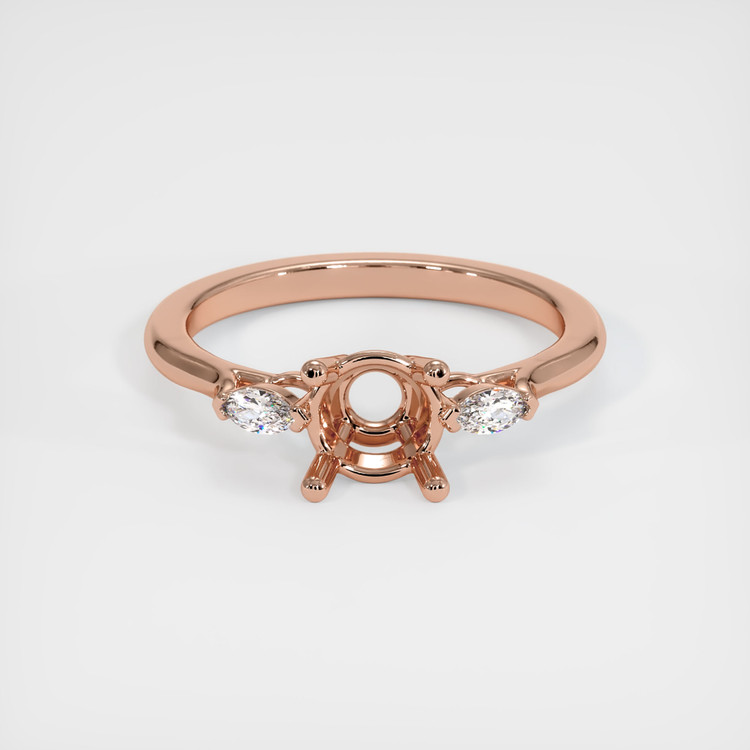 14K Rose Gold Three Stone Ring Setting