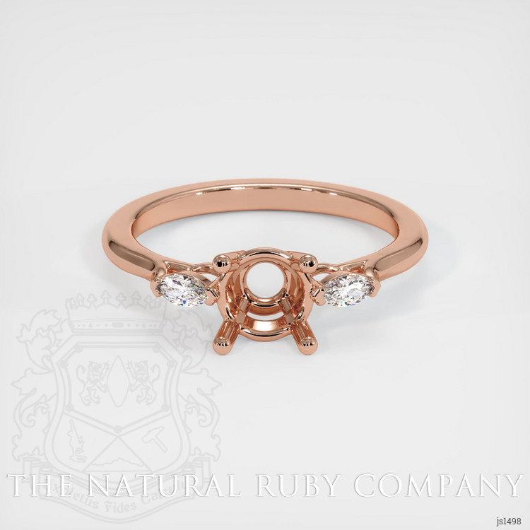 14K Rose Gold Three Stone Ring Setting