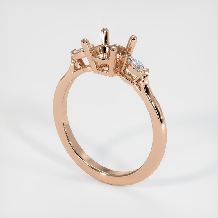 18K Rose Gold Three Stone Ring Setting