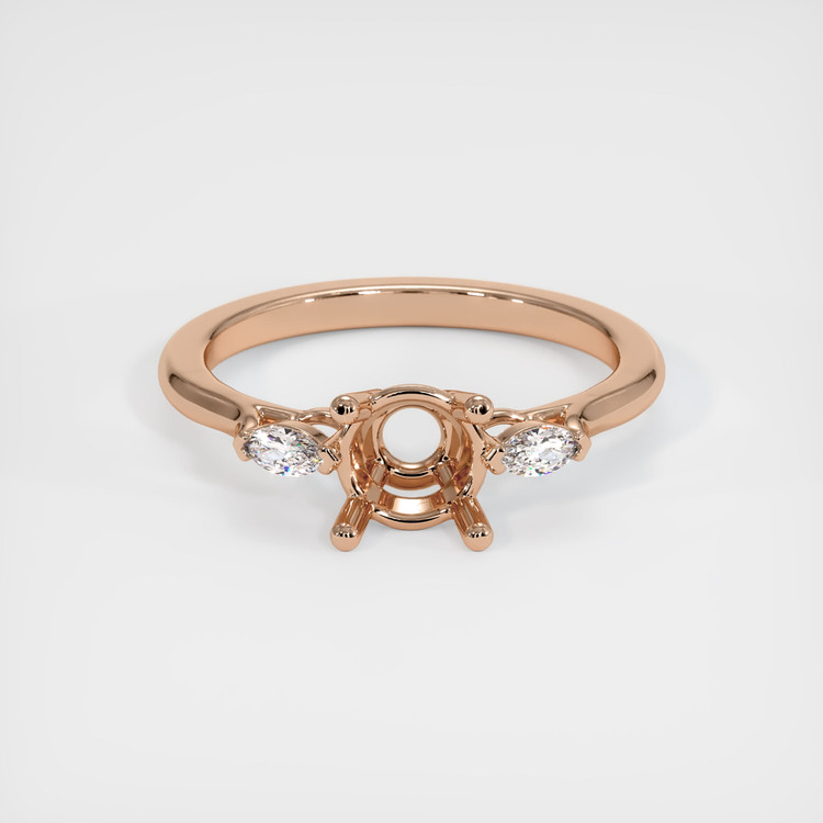 18K Rose Gold Three Stone Ring Setting