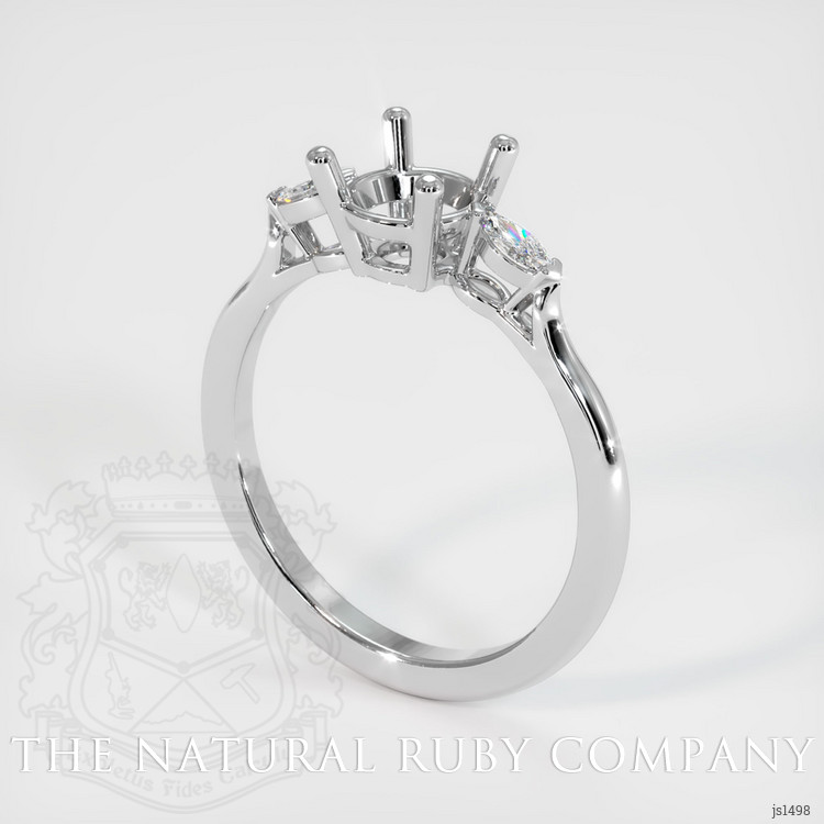 18K White Gold Three Stone Ring Setting