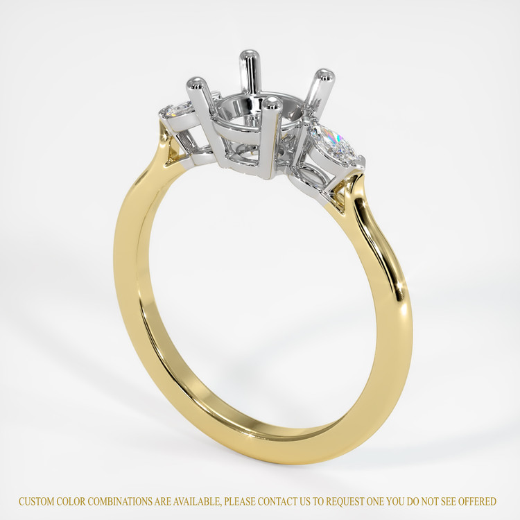 14K White & Yellow Three Stone Ring Setting
