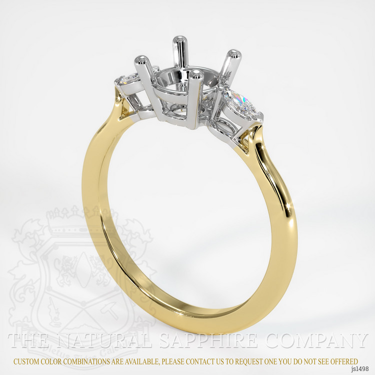 14K White & Yellow Three Stone Ring Setting