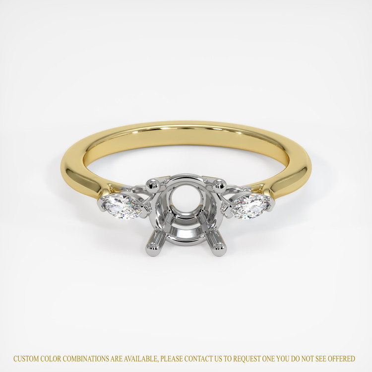 14K White & Yellow Three Stone Ring Setting