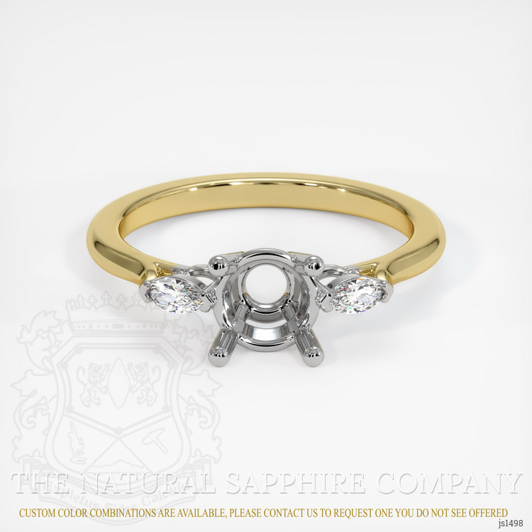 14K White & Yellow Three Stone Ring Setting