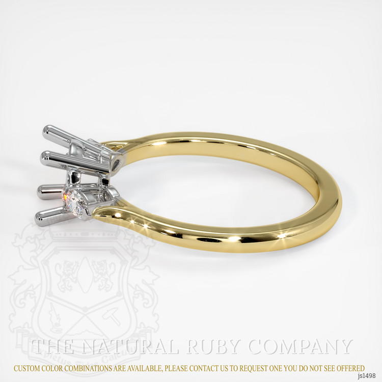 14K White & Yellow Three Stone Ring Setting