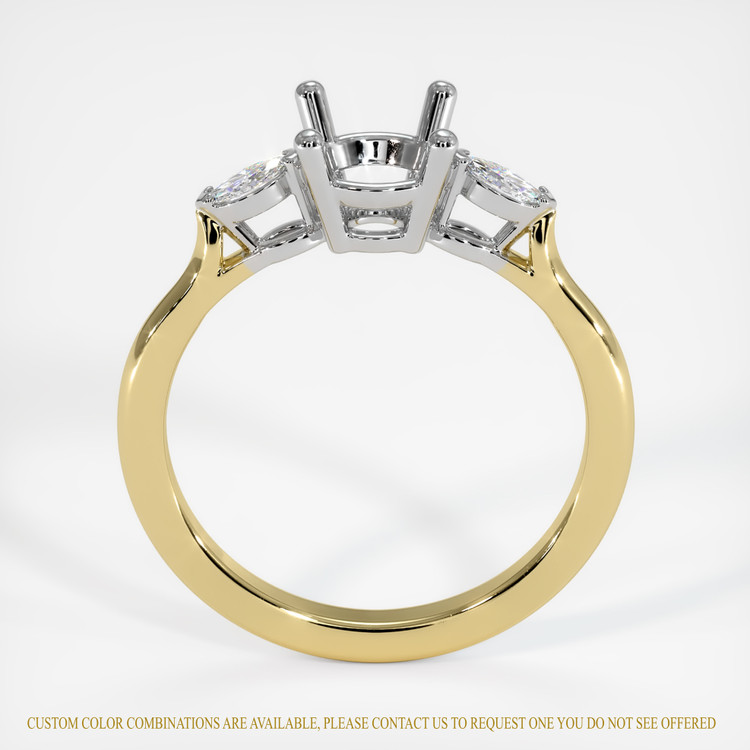 14K White & Yellow Three Stone Ring Setting