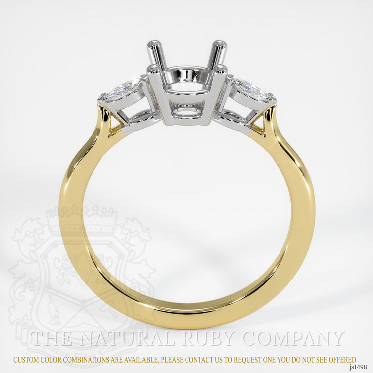 14K White & Yellow Three Stone Ring Setting