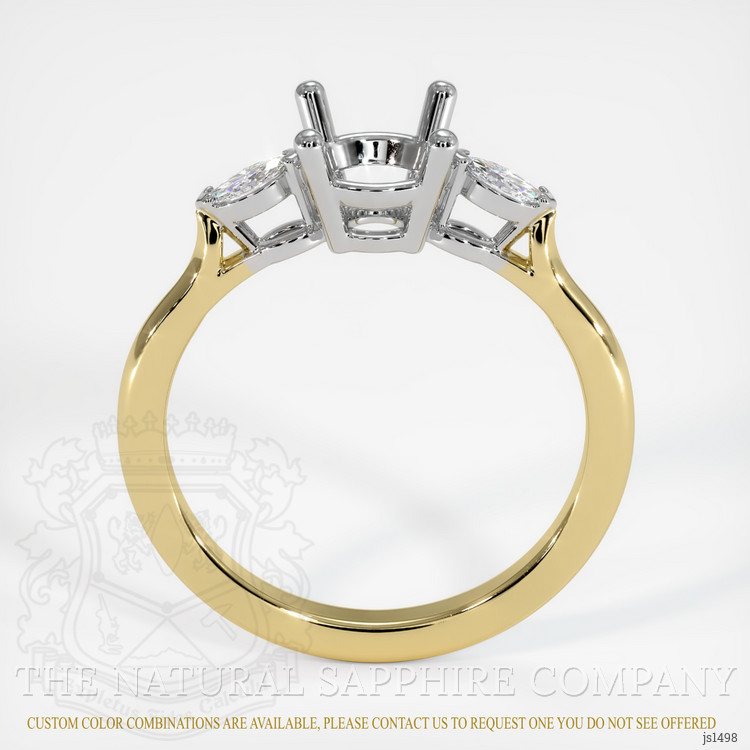 14K White & Yellow Three Stone Ring Setting