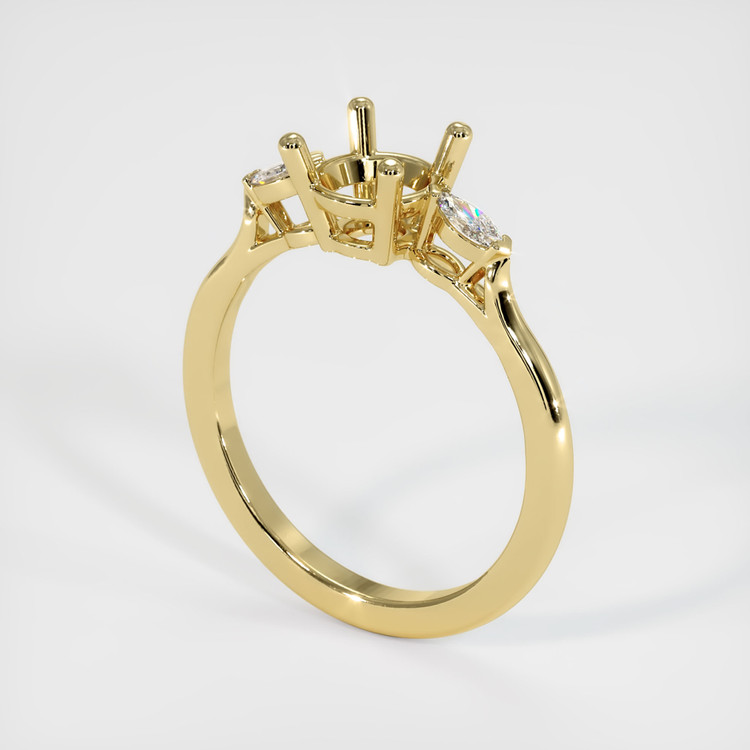 18K Yellow Gold Three Stone Ring Setting