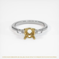 14K Yellow & White Three Stone Ring Setting Image