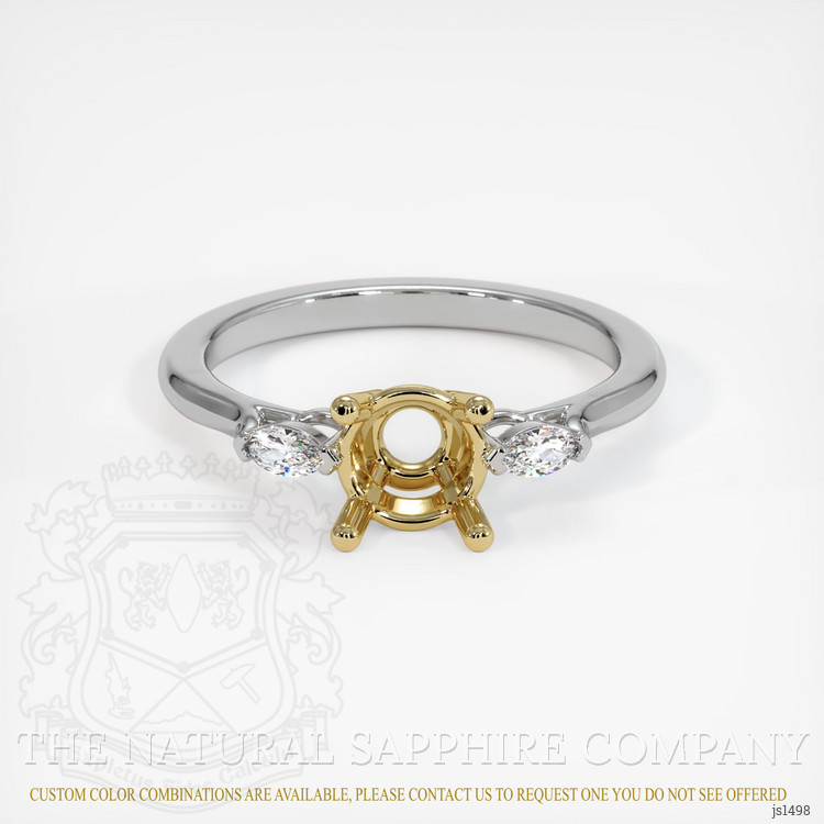 14K Yellow & White Three Stone Ring Setting