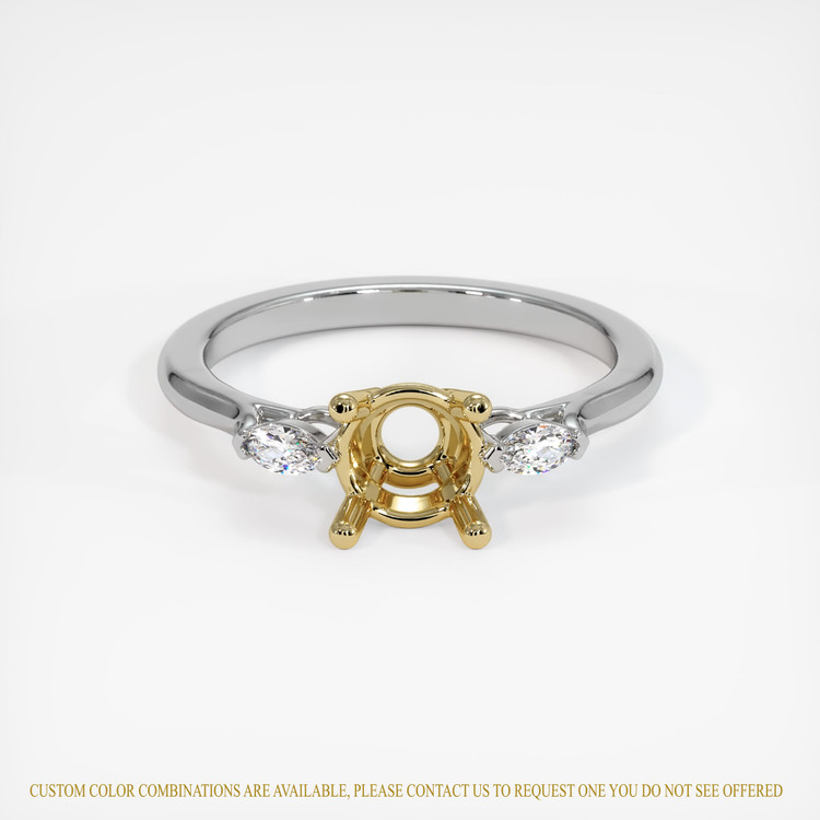 14K Yellow & White Three Stone Ring Setting