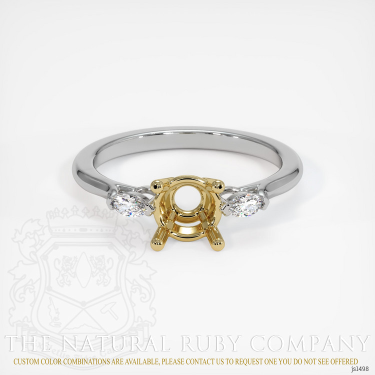 14K Yellow & White Three Stone Ring Setting