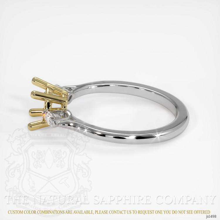 14K Yellow & White Three Stone Ring Setting